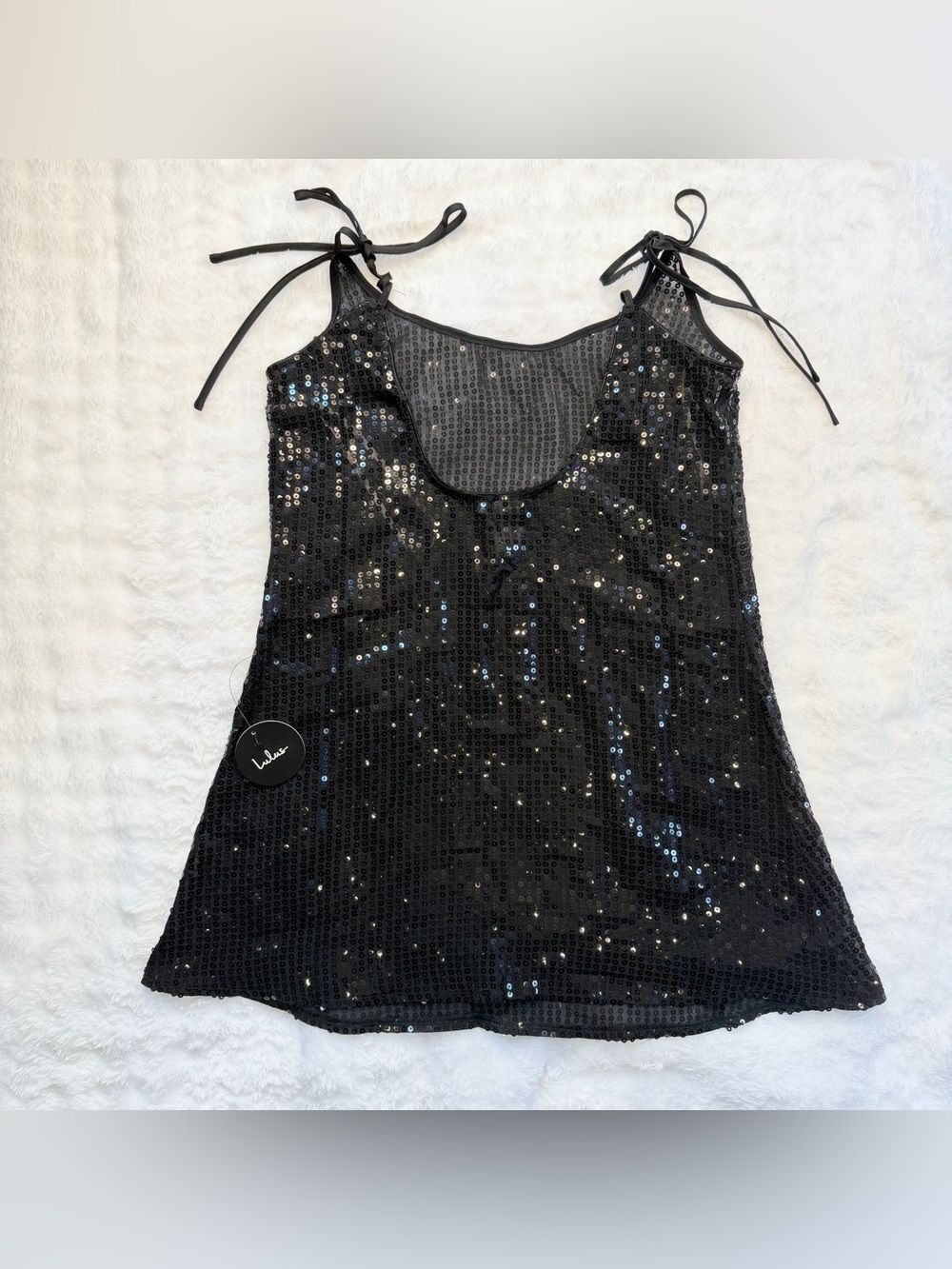 NWT LULUS Women Beachside Stunner Black Sequin Swim Cover-Up Size Medium - Picture 11 of 11